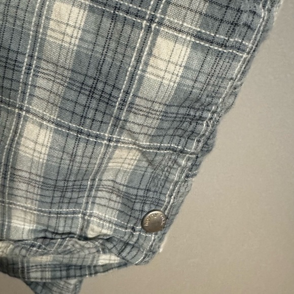 Horny Toad Men’s Steel Blue Short Sleeve Organic Cotton Button Plaid Shirt Sz XL - Picture 5 of 6